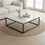 White Marble Square Coffee Table - Image 3