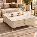 Luxe Square Marble Storage Center Table