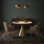 Luxe Gold Pedestal Dining Table Set - Image 2