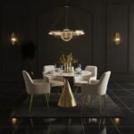 Luxe Gold Pedestal Dining Table Set - Image 3