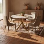 Luxury Gold Stainless Steel Dining Table Set with 4 Chairs